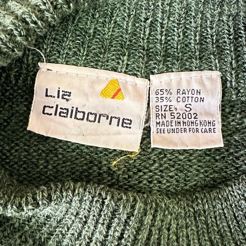 LIZ CLAIBORNE Vintage Green Paisley Sweater Size S - Picture 6 of 10